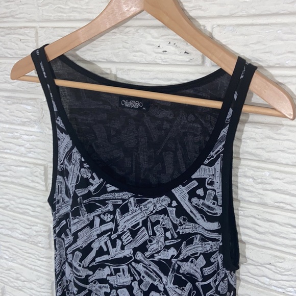 Lauren Moshi Lily Guns Patterned Swing Tank Size M SUPER RARE Black & White - Picture 3 of 7